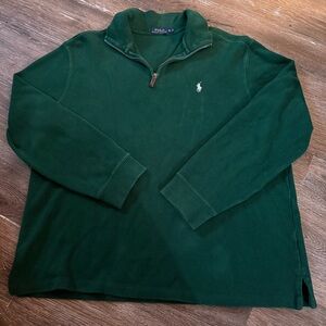 Polo Ralph Lauren Green Pullover Men's Rib Knit 1/4 Zip Sweater Mock Neck XL